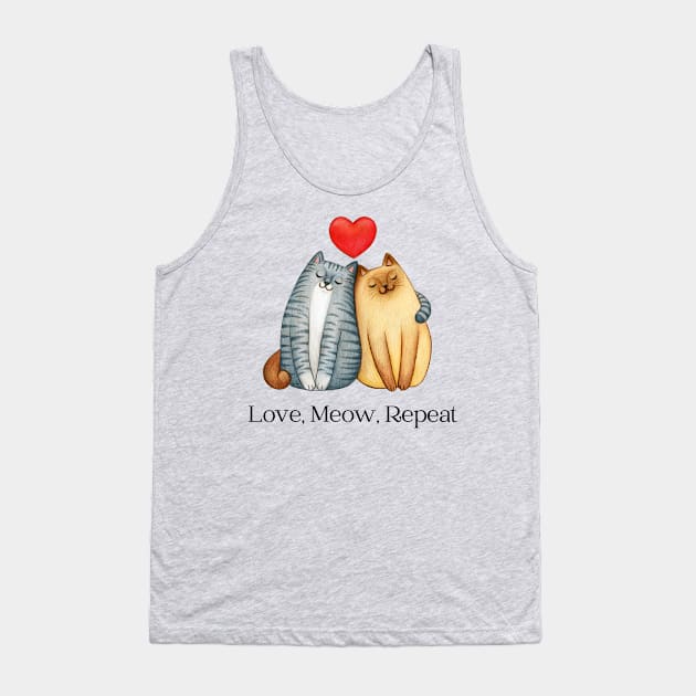 Love, Meow, Repeat Tank Top by Whiskers and Wings